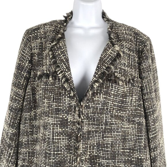 Chico's Tweed Jacket Coat Womens Size 3 Acrylic‎ Wool Fringe CJ-1573 - Picture 3 of 7